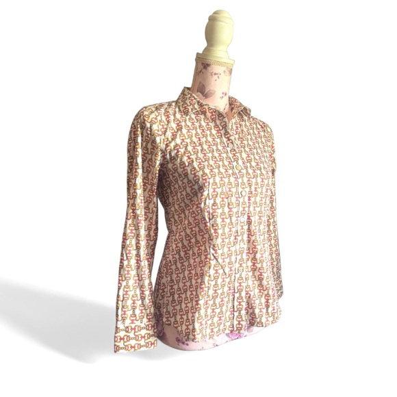 Talbots Non Iron Chain Link Print Button Down Shirt - Picture 2 of 4